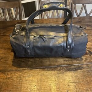 Steurer‎ & Jacoby Canvas/ Leather Weekender Tote Black Gold Hardware Plaid Lined